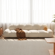 羊羔绒花瓣沙发客厅简约现代家具日式原木风直排沙发三人位钢琴键