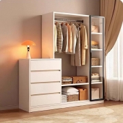 实木斗柜挂衣架一体卧室靠墙床头柜床尾收纳柜抽屉衣帽架