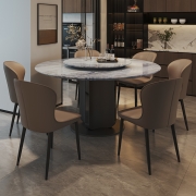 意式轻奢大理石餐桌椅圆桌组合现代简约小户型吃饭圆形桌子家用