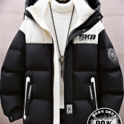 冬季连帽羽绒服男孩初高中学生白鸭绒加厚保暖外套青少年大童冬装