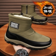 一脚蹬雪地靴男款冬季2025新款防水防滑高帮加绒加厚保暖东北棉鞋