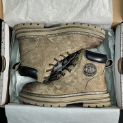 真皮大黄靴男女靴2024秋冬季新款反绒马丁靴厚底内增高英伦风潮靴