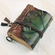 荷叶笔记本高档牛皮复古日记本