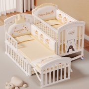 婴儿床实木欧式可移动宝宝bb新生儿多功能摇篮儿童拼接大床