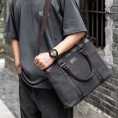 墨一单肩斜挎包休闲帆布背包商务通勤男士手提包公文包电脑包男包